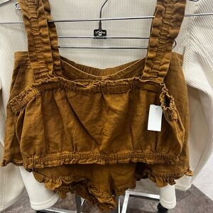 B. P. Ruffled Two-Piece Set in Rich Mustard Brown